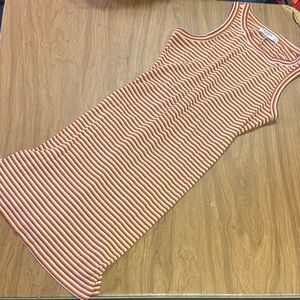 Striped Orange and Cream Mini Dress